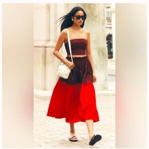 A.L.C. Red two toned Gina dip dye skirt size medium